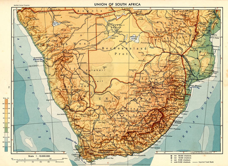 Gect.ru. Физические карты Южной Африки