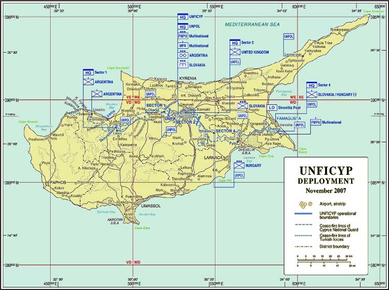 Акротири и Декелия на карте Кипра
