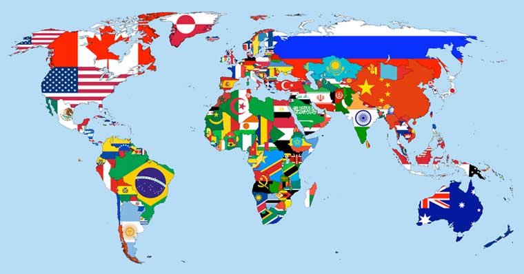 карта флагов мира