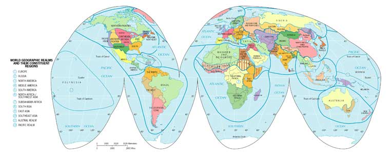 карта географических областей мира